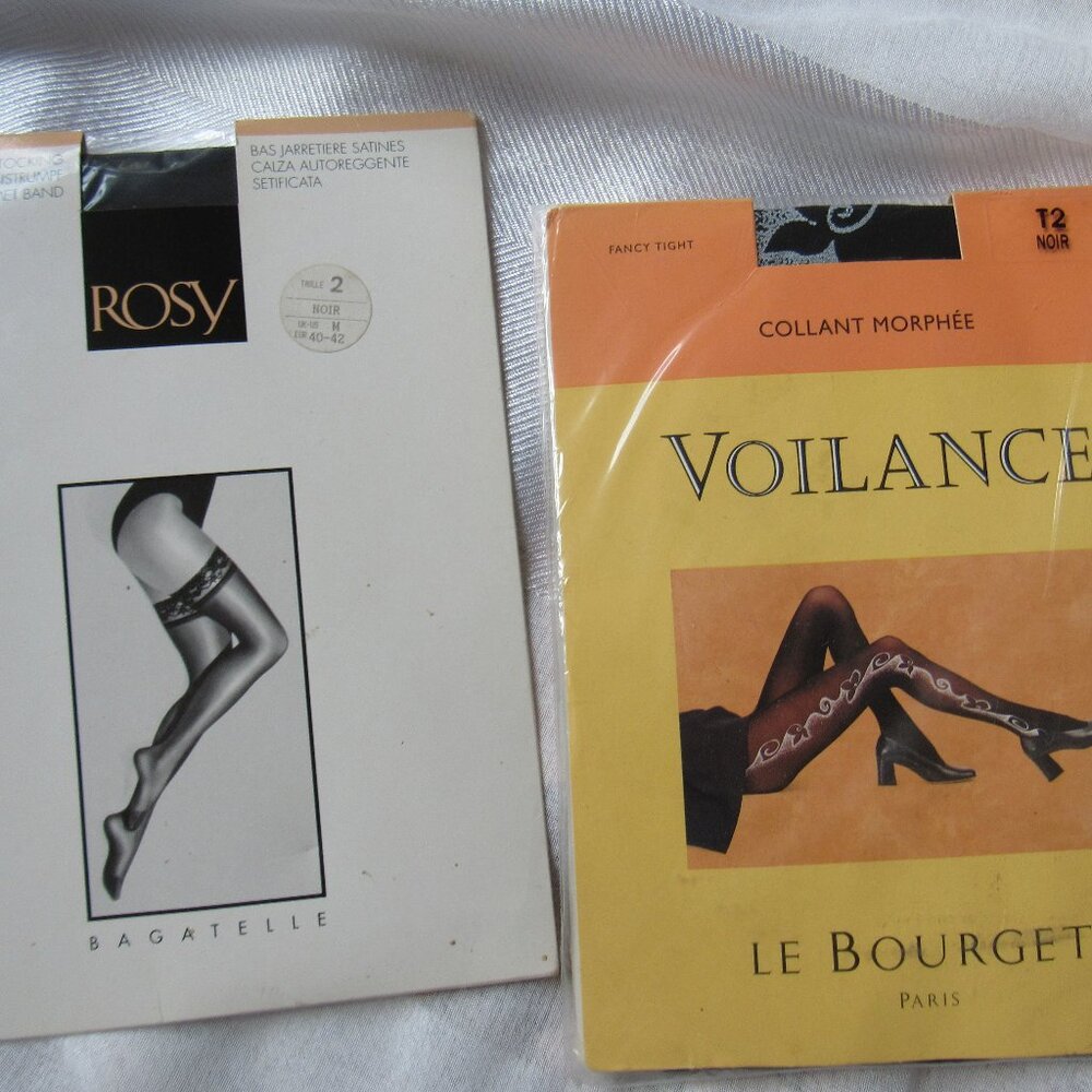 lot of 2 : Bagatelle stay-up stocking & Le Bourget tight, Black size M;